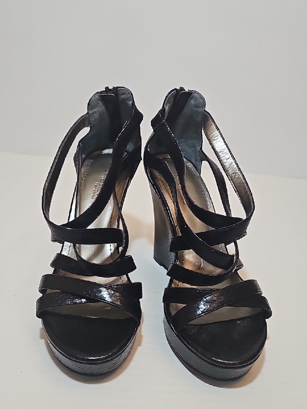 Preview International Black Strappy Wedge Sandals